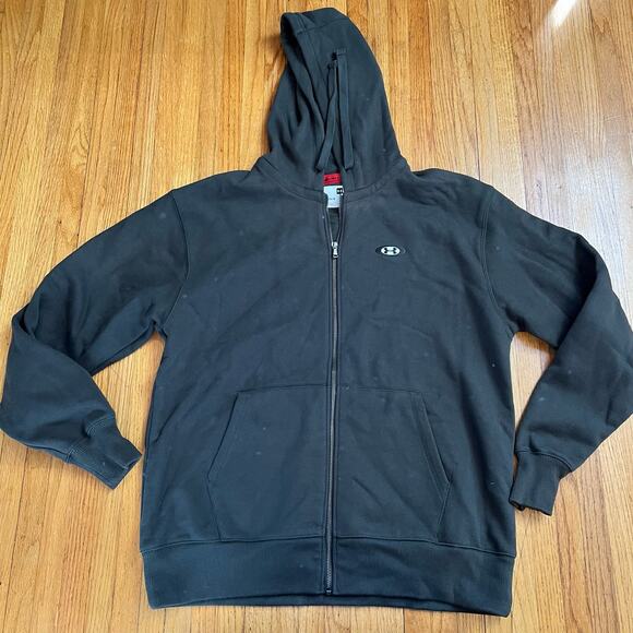 Under Armour Hoodie Mens Large Rival Fleece Full Zip 1345588 Green Sweatshirt - Picture 1 of 8